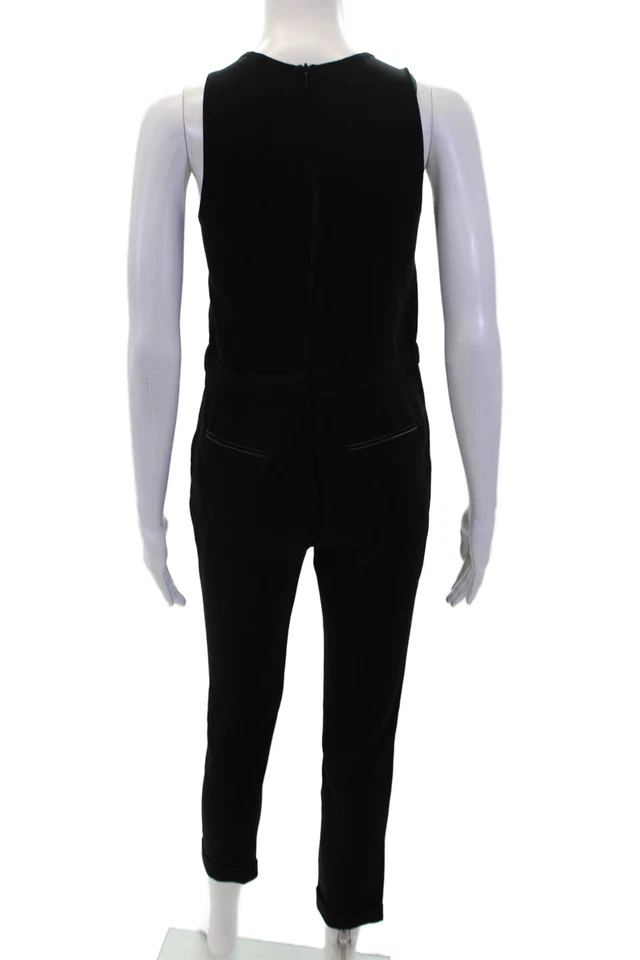 Mono Rag & Bone para mujer sin mangas corte en V plisado cónico negro talla 00 Foto 3 de 4