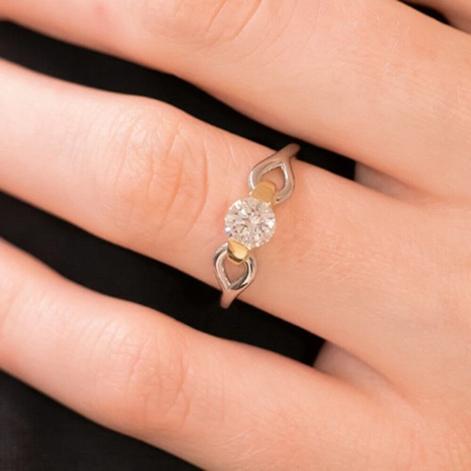 Echter Diamant-Ehering, rund, 0,50 Karat, 18 Karat mehrfarbiges Gold, GIA... - Bild 2 von 4