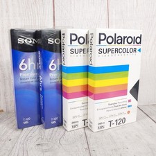  Lot of 4 - NEW SEALED 6 Hour Blank VHS Video Tapes - Sony  Polaroid T120