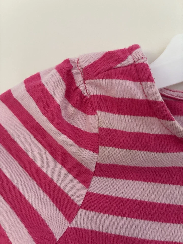 Blusa infantil sede bebê meninas listrada babado arco algodão manga longa rosa 12M - Imagem 3 de 4