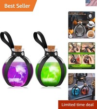 2 Pcs Halloween Glass Potion Bottles with Belt, Black