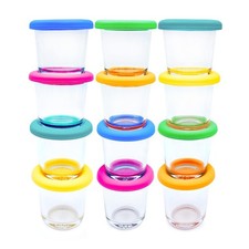 4oz Borosilicate Glass Baby Food Storage Jars with Silicone Lid Strong Glas...