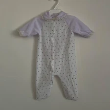 Vintage Lullaby Land Lavender Print White Baby One Piece-Baby’s Size Newborn