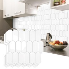 Upgraded Thicker Design Peel and Stick Backsplash Tile, 10-Sheet White with G...