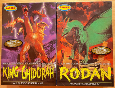 KING GHIDORAH & RODAN Aurora Model Kit LOT #6801 & 6802 Godzilla Movie Monsters!