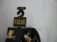 FARAH, Suspenders ,Black w Gold Accents,Fully Adjustable, Clip on,Made in USA