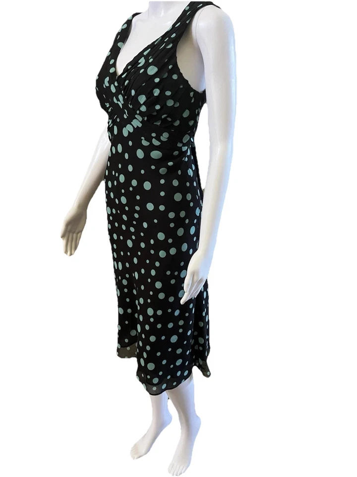 DressBarn Black & Turquoise Dress Size 8 Flowy Chiffon Layered Bias Cut - Image 4 of 4