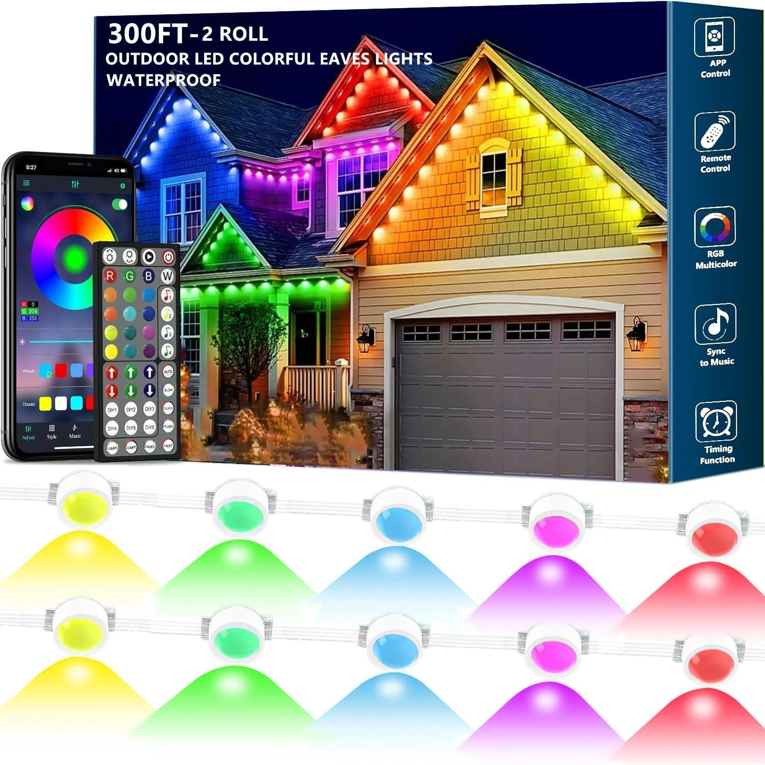 300FT RGB Waterproof Smart LED Lights for Holidays & Outdoor Decor