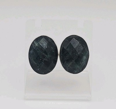 Jay King DTR Sterling Silver Faceted Raw Chrome Diopside Post Back Earrings 