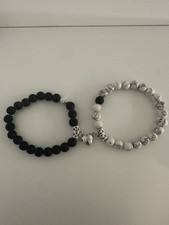 Magnetic Couple Bracelet Set 2Pcs Heart Charm Distance Lovers Gift