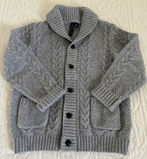 Janie And Jack Boys Gray Heather Cable Shawl Cardigan Size5