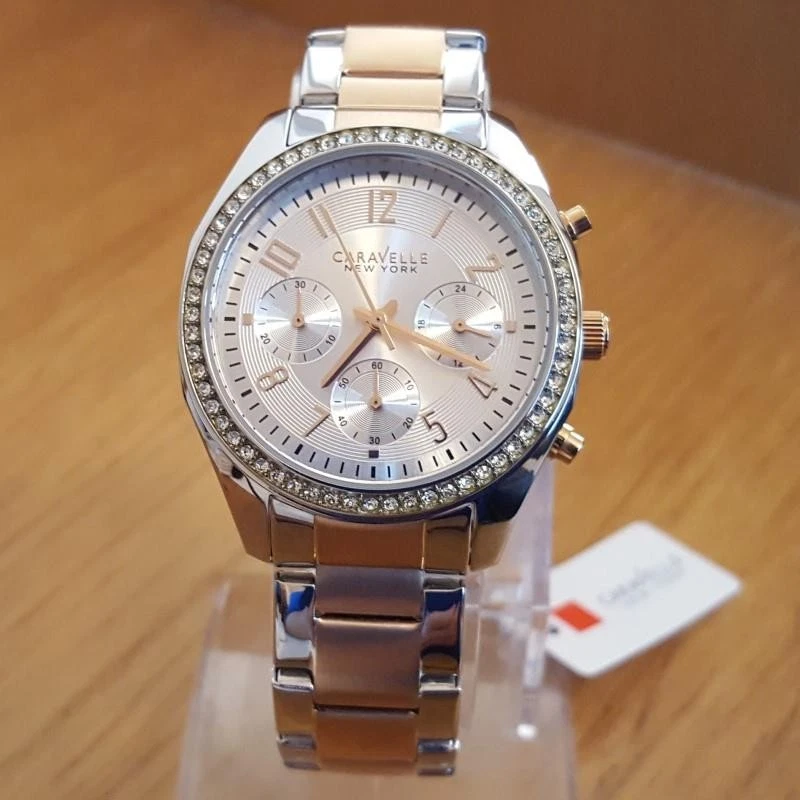 Ladies Bulova Caravelle New York Melissa 2-t Rose-Gold 45L148 Glitz Chrono Watch - Image 2 of 4