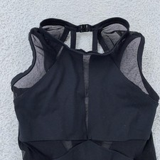  TAG Leotard Girls 5 Black Mesh Strappy Open Back Halter Dance Ballet One Piece
