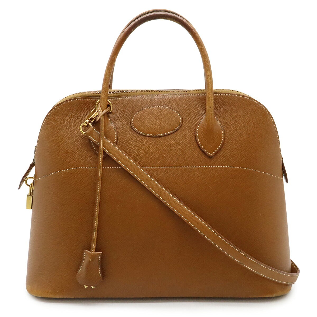 Hermes Bolide 37 Handbag Shoulder Bag Brown Courchevel Leather with Clochette 99