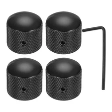 4Pcs Metal Guitar Knobs, 1/4" Dome Knobs for Guitar, Bass with Wrench, Black