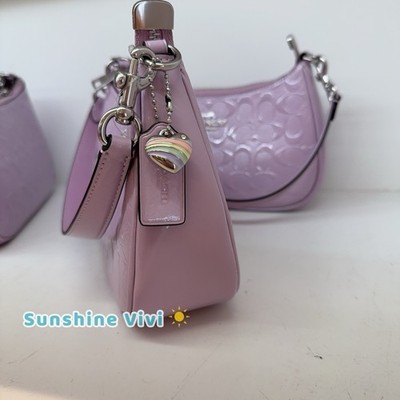 NWT Coach CDA98 Teri Shoulder Bag Signature Leather Heart Charm