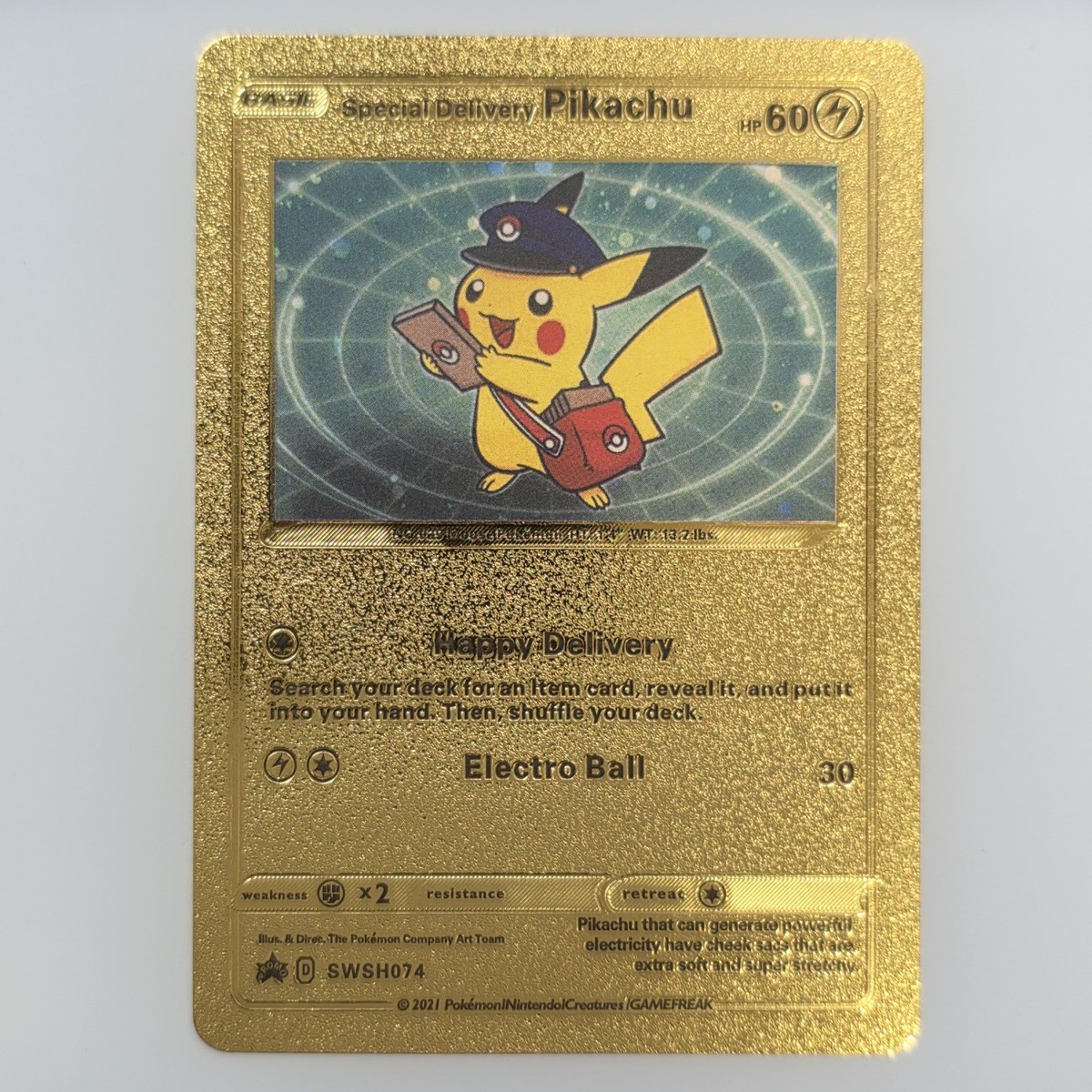 Pikachu ポケモンカード 60HP Pokémon Special Delivery Pikachu 60hp Gold Foil Fan Art Collector
