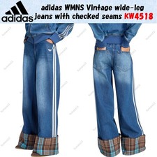 adidas WMNS Vintage wide-leg jeans with checked seams KW4518 Japan Size