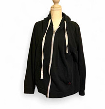 Doublju Women  s Black Full Zip Hooded Fleece Hoodie w/ Pockets Size M