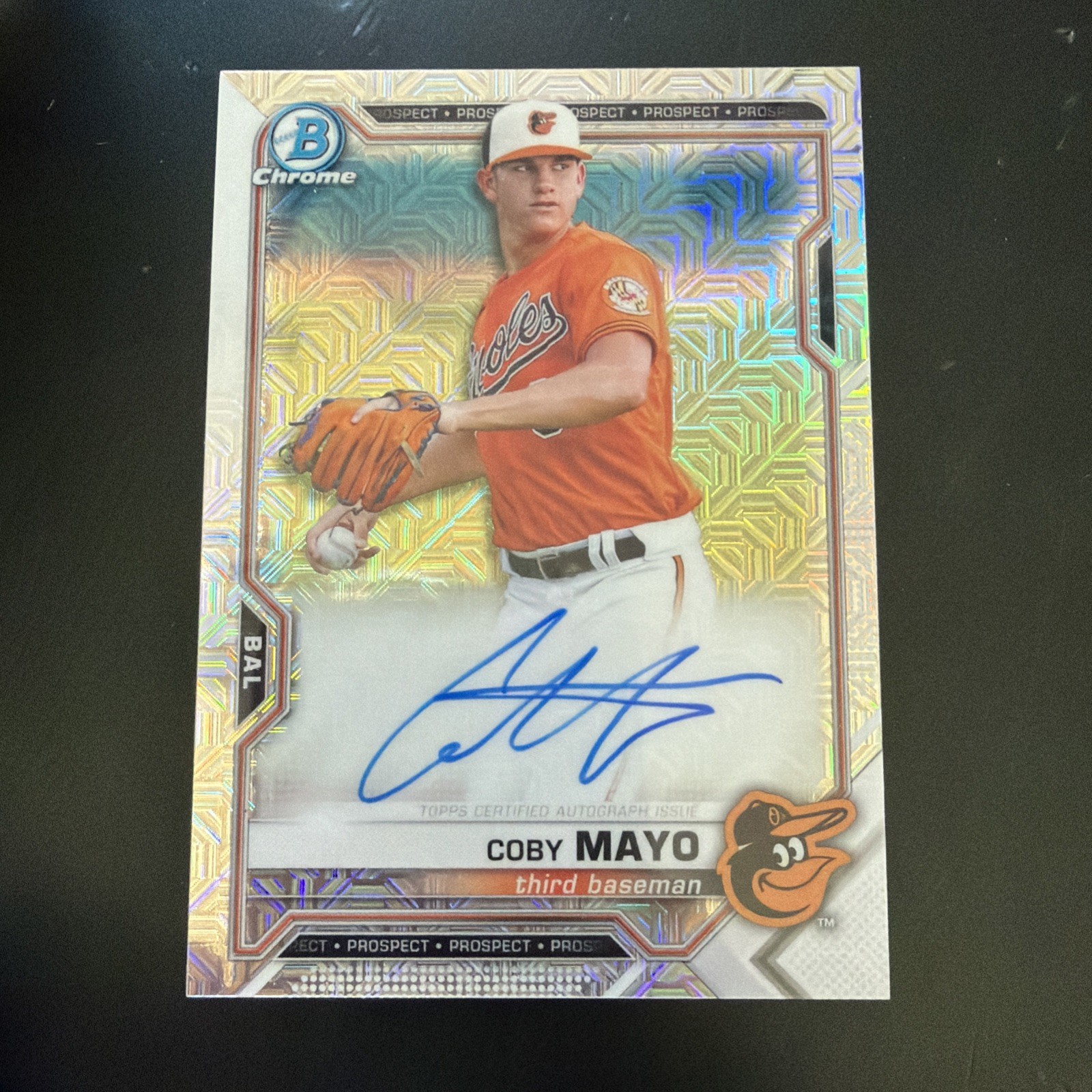 2021 Bowman Chrome Coby Mayo Auto  Mojo #BMA-CM Baltimore Orioles