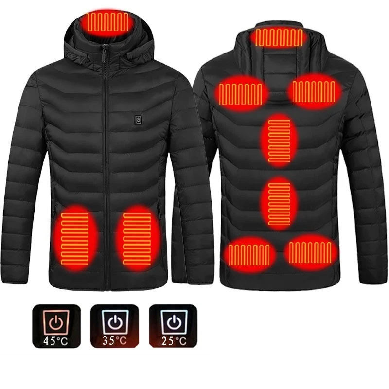 Men's USB Heated Winter Jacket | Electric Thermal Coat | 3 Heat Levels | Hooded - product detail image 5