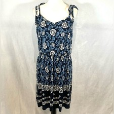 Ann Taylor Loft navy blue and white tie strap dress size medium NWOT