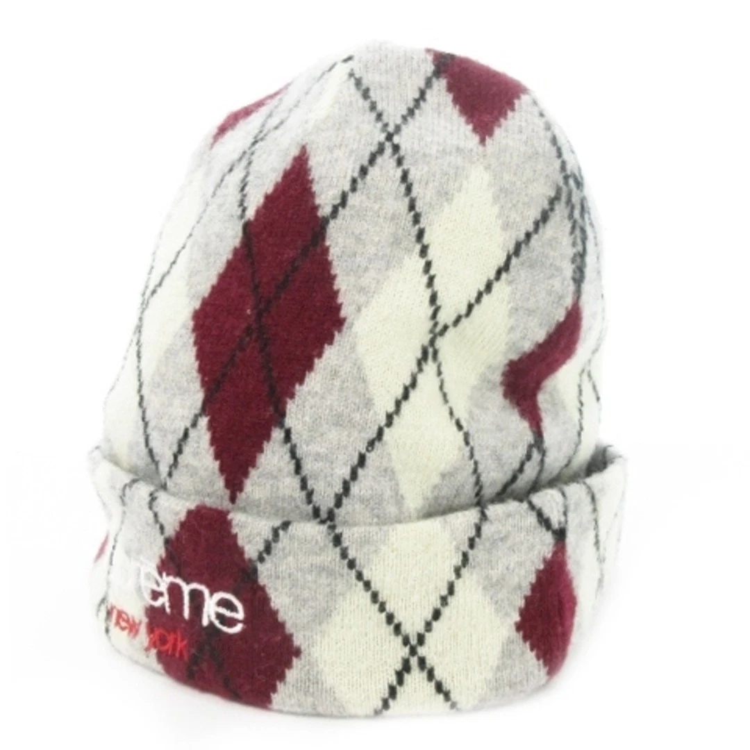 Bonnet Supreme Argyle Cachmero motif cachemire mélangé logo gris SUPPTL006 d'occasion