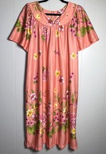 VTG Anthony Richards Muumuu Mumu Patio House Dress Sleep Nightgown Pink Floral L
