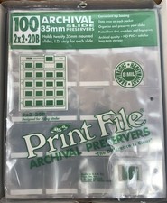 Print File 2x2-20B Archival Storage Sheets for 20 Slides, 100 Pages Sealed New