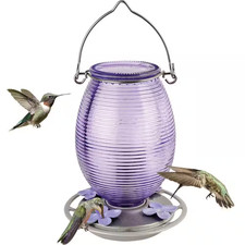 Lilac Dreams Antique Glass Hummingbird Feeder 29 Oz
