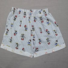 Disney Minnie Mouse Kids Striped Shorts 7-8 Girls Elastic Waist Blue White