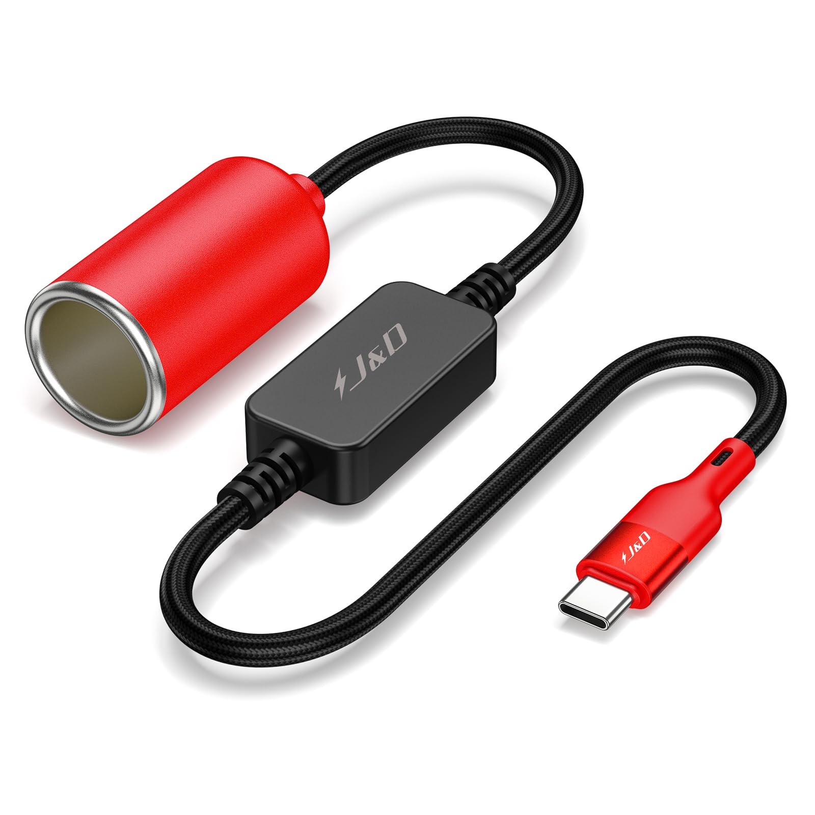 USB C Male to 12V Car Cigarette Lighter Socket Female Converter Cable 12V 18W