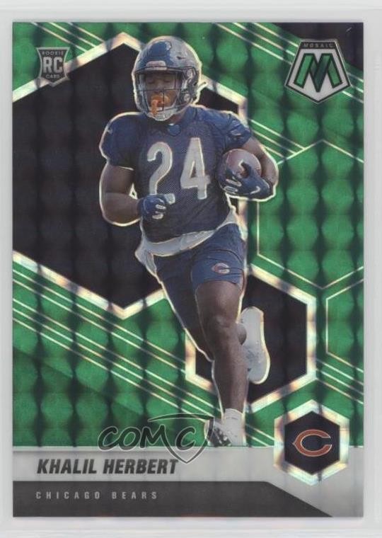 2021 Panini Mosaic Rookies Green Prizm Khalil Herbert #380 Rookie RC 1my2