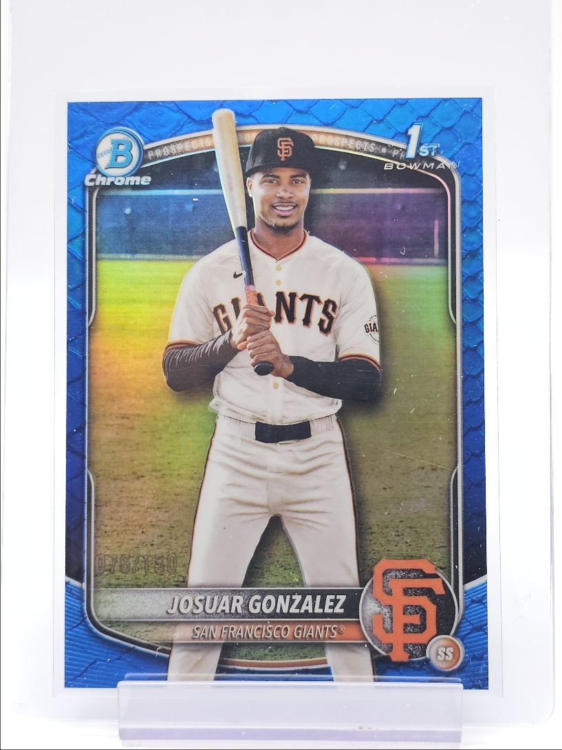 JOSUAR GONZALEZ 2025 BOWMAN CHROME 1ST BLUE REPTILIAN GIANTS /150 Q2754