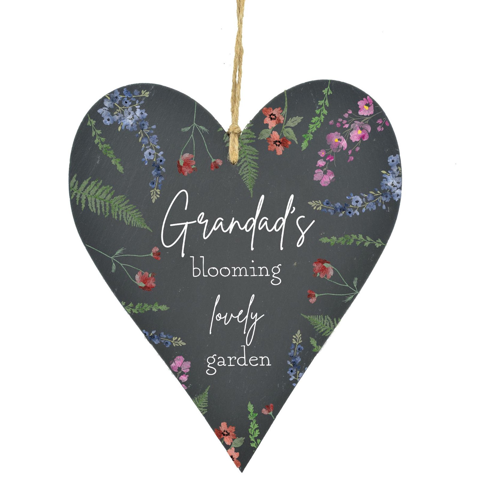Grandad's Blooming Lovely Garden Wildflowers Floral Slate Heart Plaque
