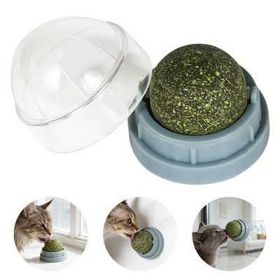 3 Pack Natural Catnip Wall Balls, Gray Edible Licking Chew Toys for Cats
