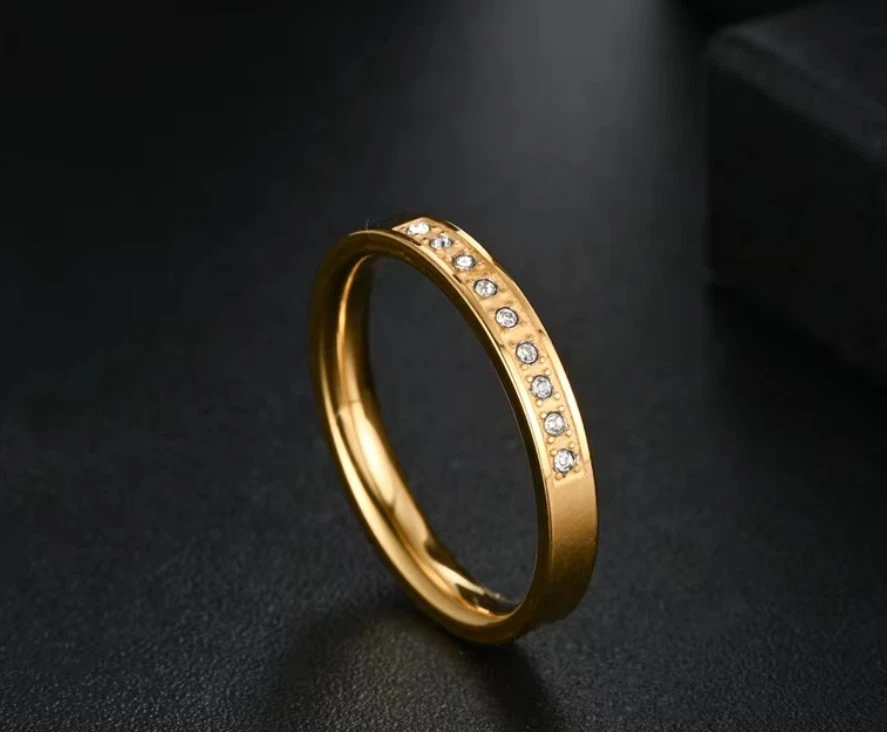 Ring Strass Kristall Zirkonia Edelstahl 316L Gold Silber Rose mehrere Größen - Bild 2 von 4