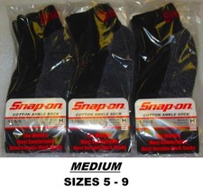 3 PAIRS Men's BLACK Snap-On Ankle Socks MEDIUM FREE SHIPPING MADE IN USA NEW 