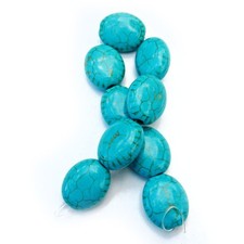 Oval Turquoise Blue Magnesite Stone Beads 23mm, 8 Inch Strand, Large Holes