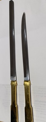 Vintage Carvel Hall Stainless USA Carving Knife Set Gold Handle 12  Pair