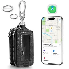 Universal Car Key Fob Case Key Finder Built-in Anti-Loss Tracker, Premium PU ...