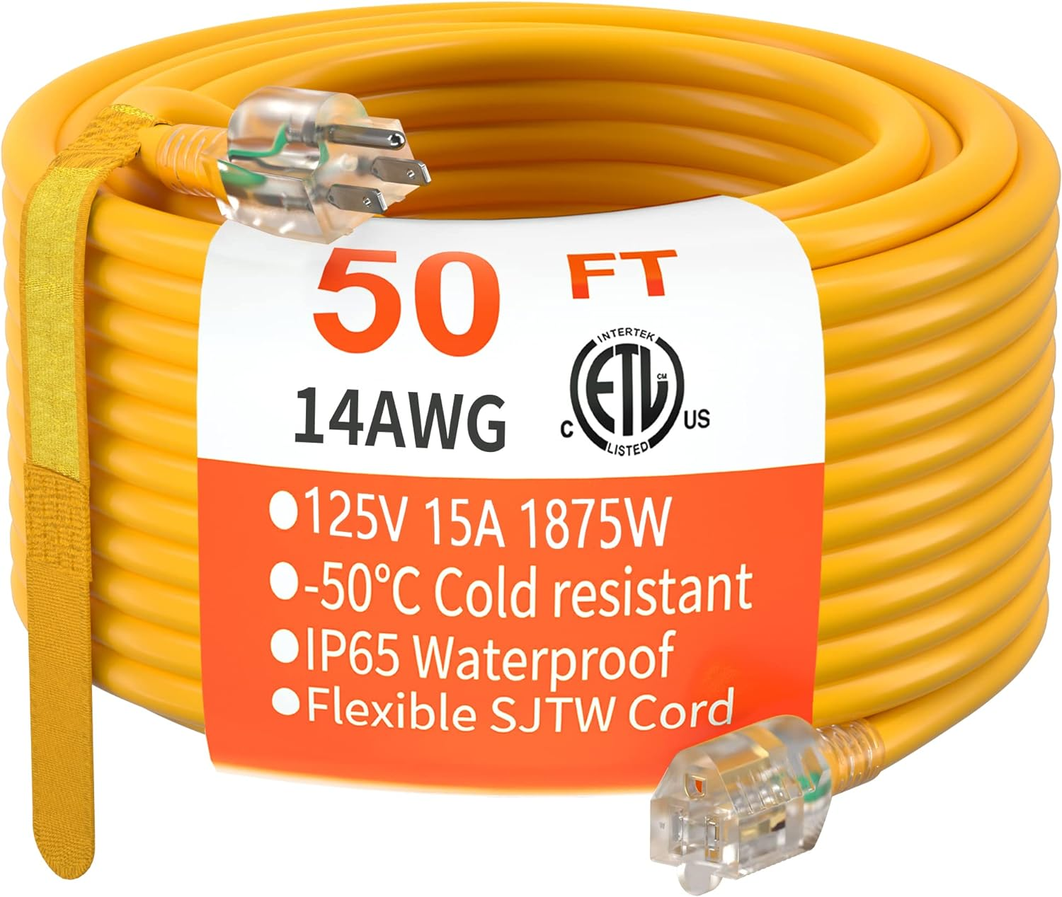 100 Ft 12/3 Gauge Heavy Duty Outdoor Extension Cord Waterproof with