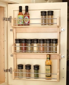 21 Pantry Door Mount Wood Spice Rack Kitchen Cabinet Shelf