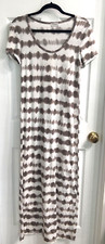 P. J. SALVAGE size S Small M Medium brown white tie dye cotton linen maxi dress