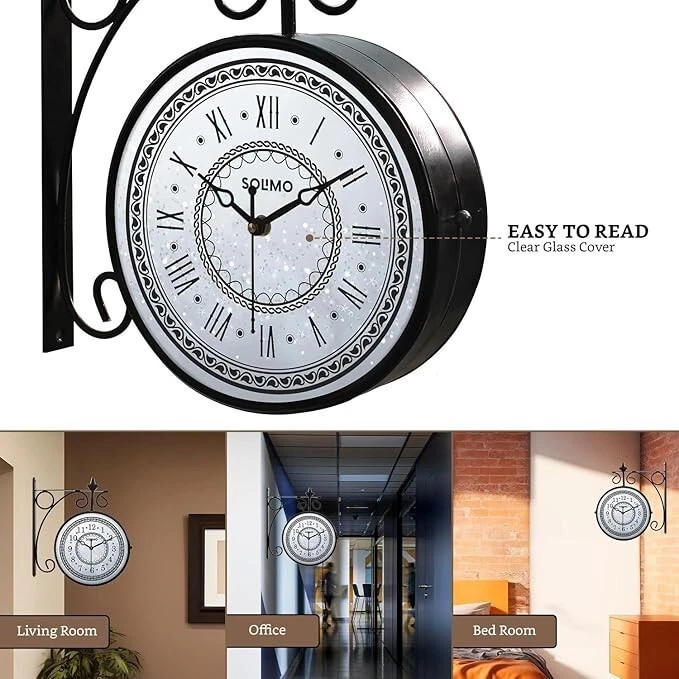 Victoria станции часы двусторонняя железная дорога настенные часы домашнего декора часы - Изображение 2 из 4