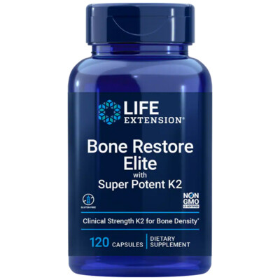 Life Extension Bone Restore Elite with Super Potent K2 D3 120caps MK-4 45,000mcg