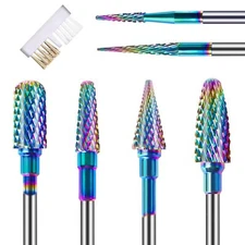 6PCS Nail Drill Bits Set with Cleaning Brush, 3/32 inch Professional Tungsten