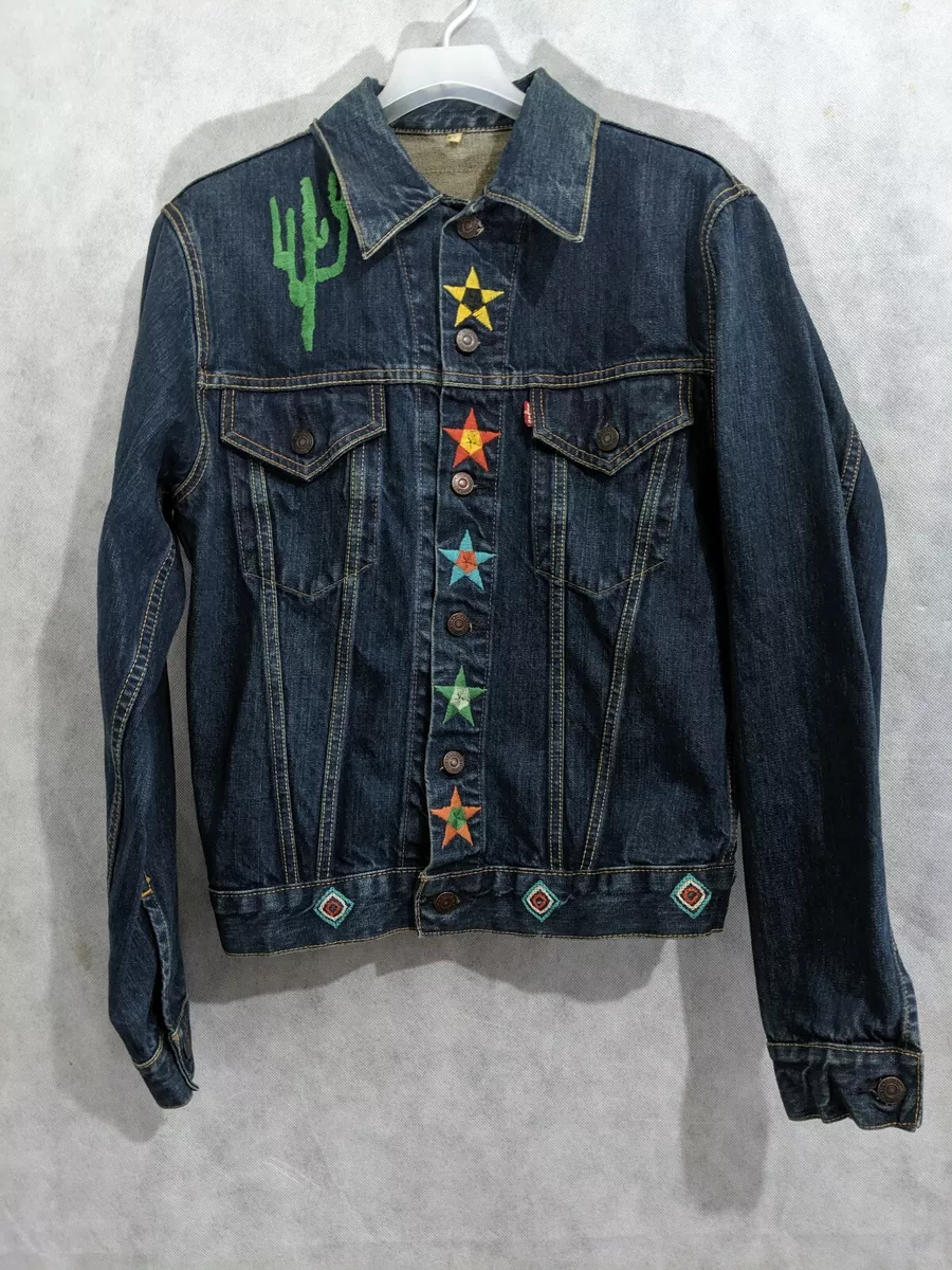 LVC Levis Vintage Big E Trucker Denim Jacket Wildcat Embroidery Western  Small