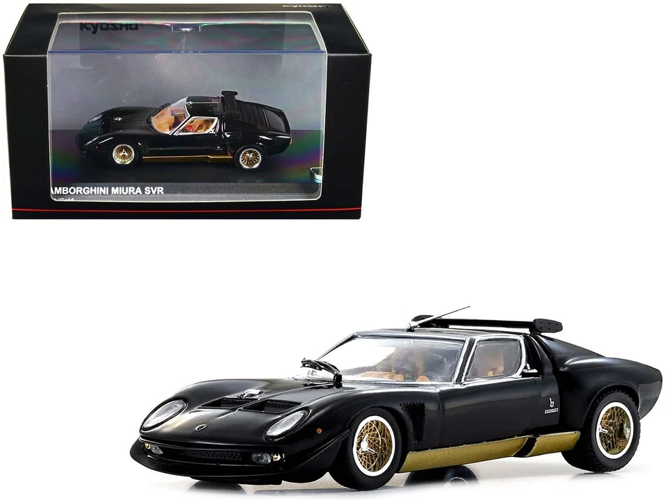 Lamborghini Miura SVR Negro con Acentos Dorados y Ruedas 1/43 Diecast Model Car Foto 3 de 4