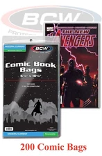 200 Resealable BCW Modern/Current Comic Book Bags Archival Sleeve Safe Storage